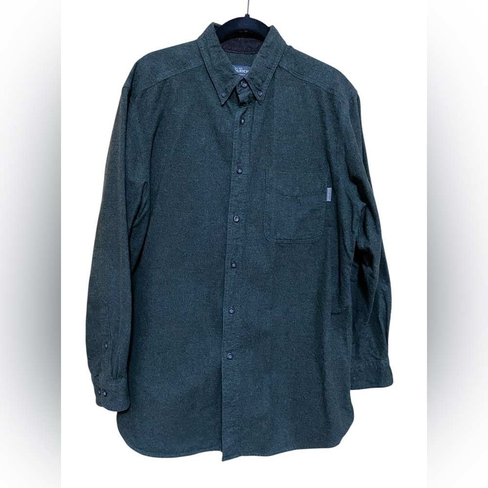 Men’s Woolrich Green Long Sleeve Button Front Shirt Shacket, Size Large.